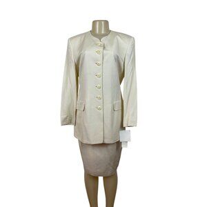 Vintage Jones New York Womens Cream Top & Skirt Two-Piece Set Sz 10 - New